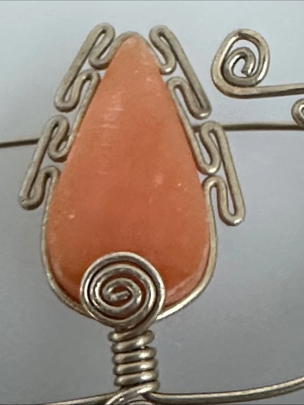 Artisan Multicolor Beaded Silver-Tone Filigree Brooch with Orange Center